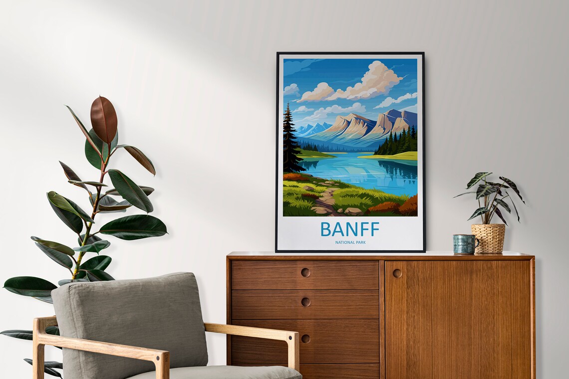 Banff National Park Alpine Lake Lone Pine Rocky Mountain Poster - Image 2