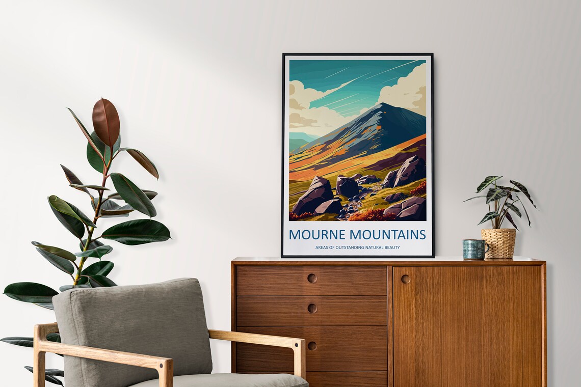 Mourne Mountains Travel Poster, AONB Landscape - Image 2