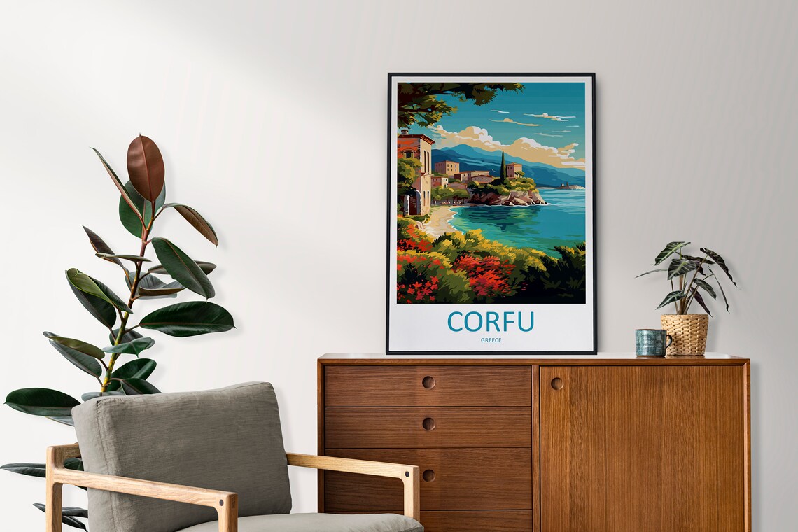 Corfu Greece Travel Poster, Wall Art Print - Image 2