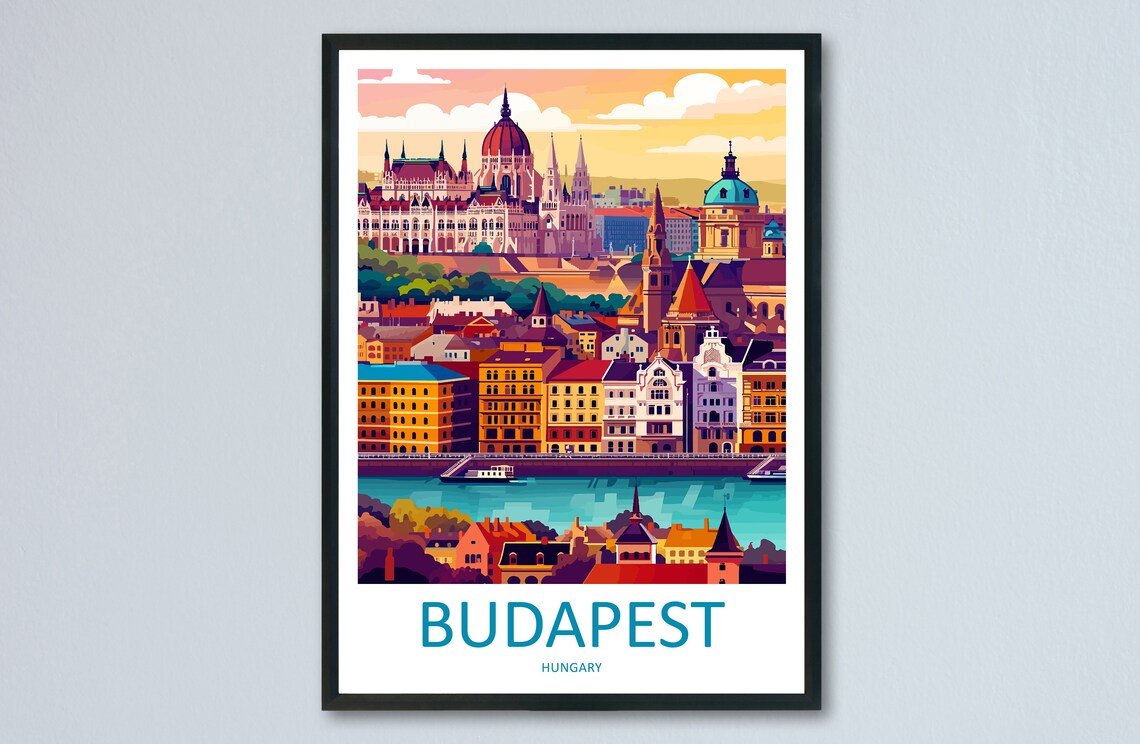 Budapest Travel Poster, Hungary Wall Decor