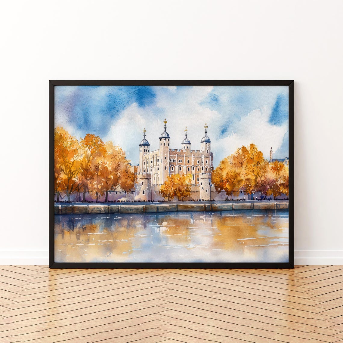 Tower Of London Watercolor Poster Travel Print Historic Castle Painting City Landmark Wall Art Uk Decor Souvenir