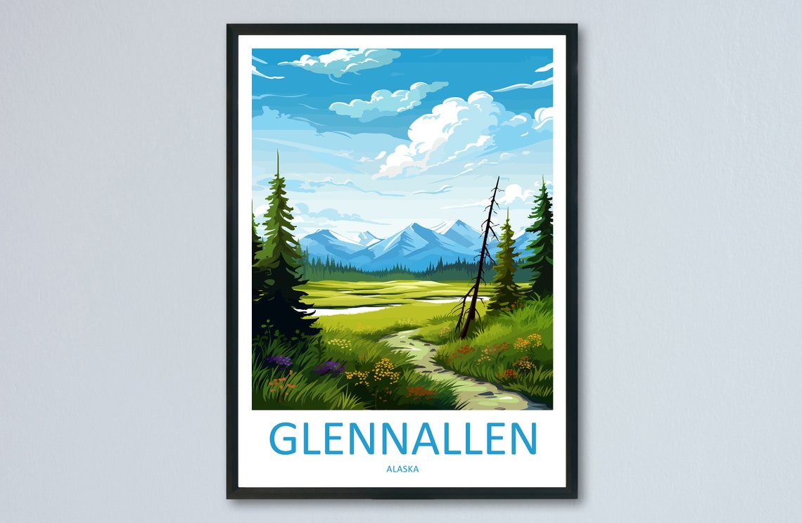 Glennallen Alaska Wildflower Meadow Mountain Trail Scenic Poster