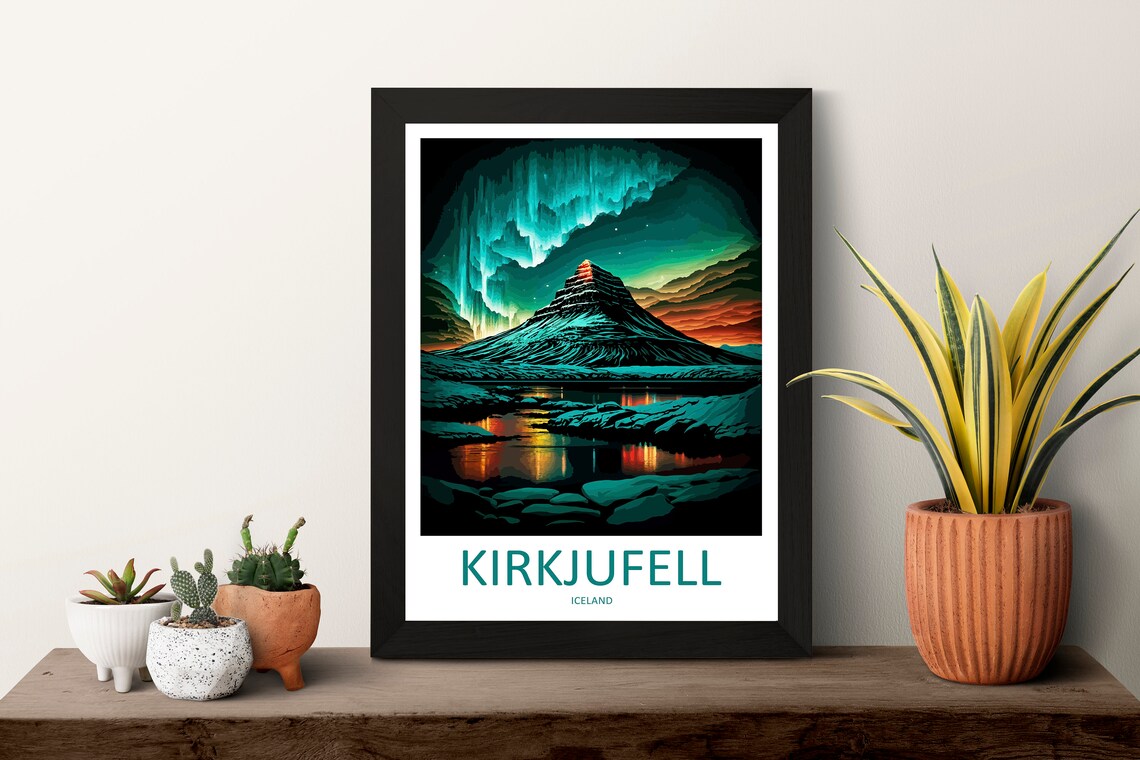 Kirkjufell Mountain Aurora Northern Night Sky Iceland Travel Poster - Image 3