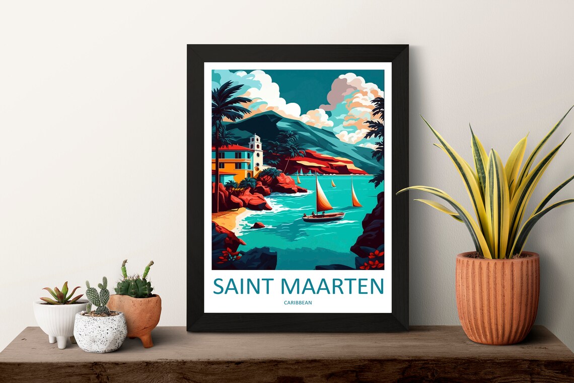Saint Maarten Travel Print, Caribbean Wall Art - Image 3