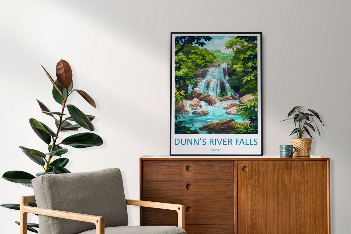 Dunns River Falls Travel Poster, Jamaica Landmark - Image 2