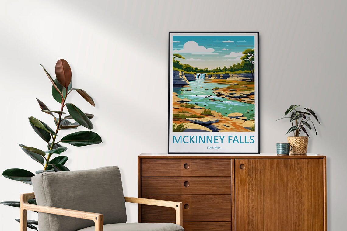 McKinney Falls State Park Texas Canyon River Waterfall Travel Poster - Image 2