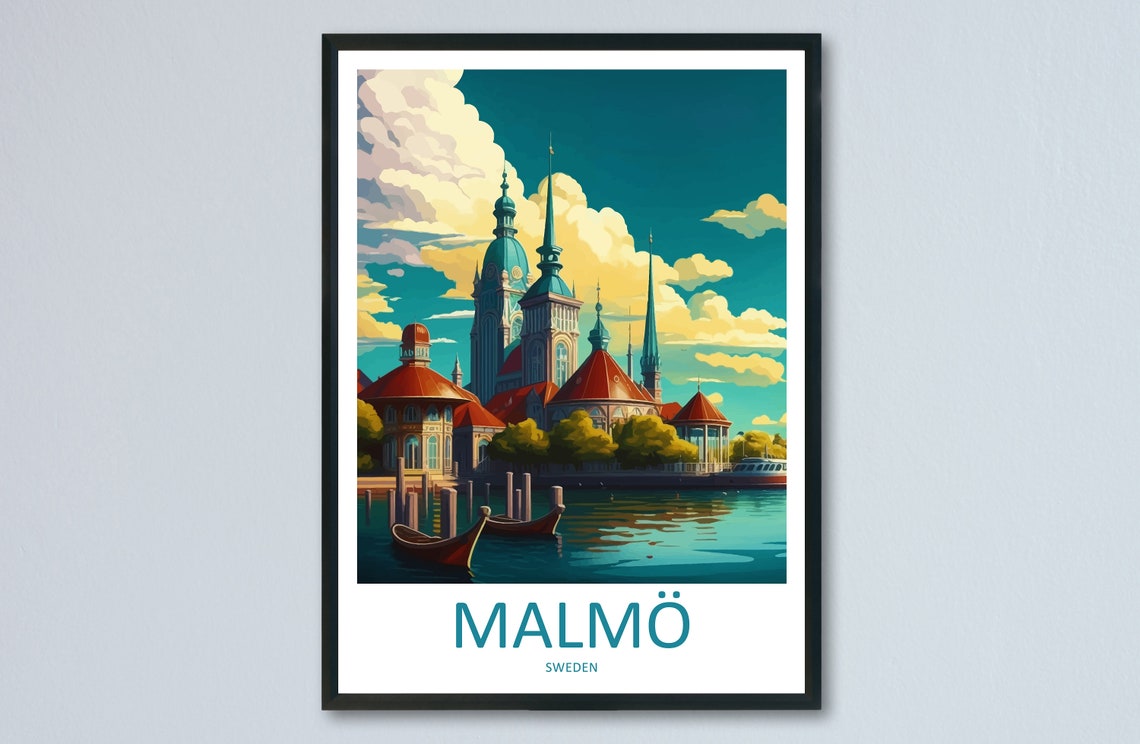 Malmo Travel Poster, Sweden Home Decor