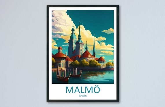 Malmo Travel Poster, Sweden Home Decor