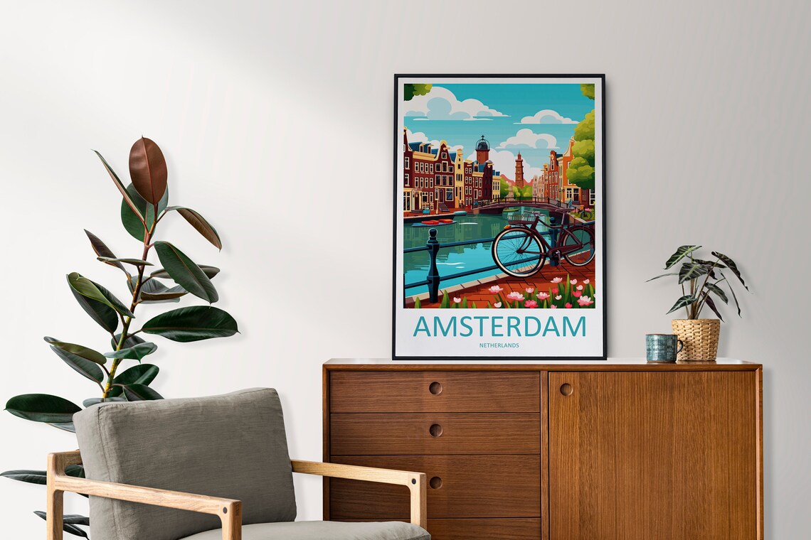 Amsterdam Travel Poster, Netherlands Wall Decor - Image 2