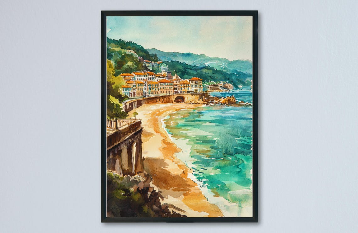 San Sebastian Coastal Beach Old Town Basque Country Spain Poster