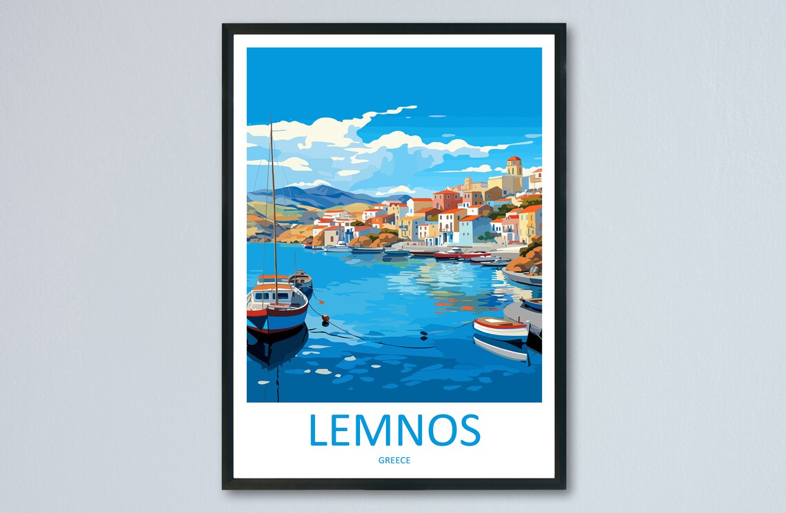 Lemnos Colorful Island Harbor With Fishing Boats Greece Poster