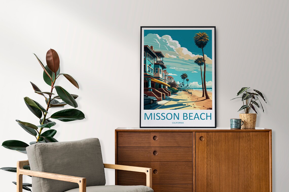 Mission Beach Travel Poster, California Wall Art - Image 2