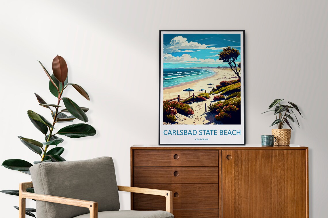 Carlsbad State Beach Travel Poster, California - Image 2