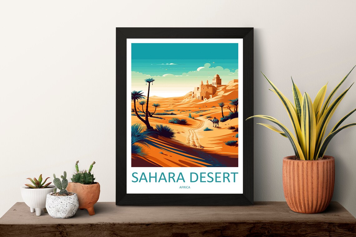 Sahara Desert Camel Caravan Golden Dunes Africa Travel Poster - Image 3
