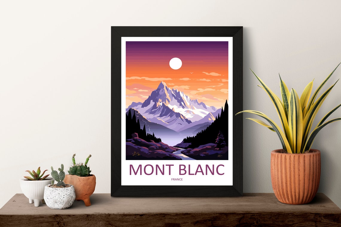 Mont Blanc Snowy Peak Sunset Alpine Summit France Travel Poster - Image 3