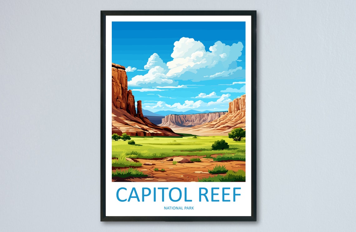Capitol Reef National Park Green Valley Red Cliffs View Poster