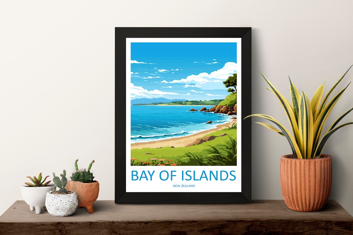 Bay Of Islands Travel Poster, New Zealand Place Print - Image 3