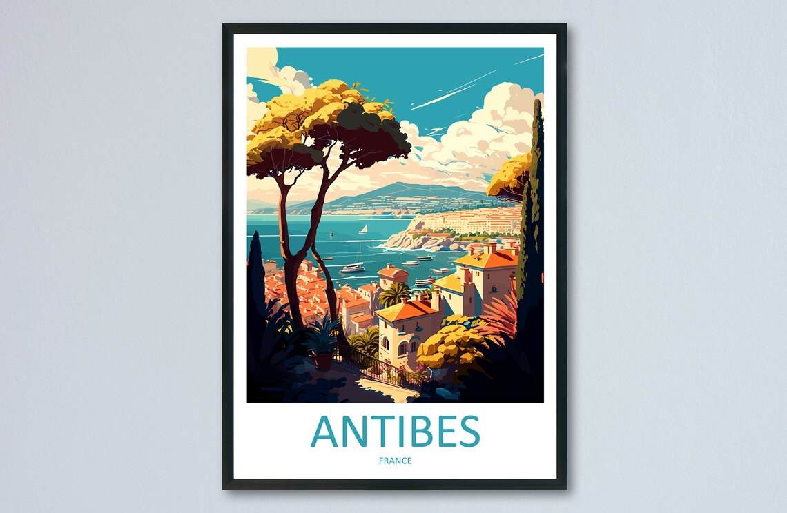 Antibes France Riviera Coast Old Town Bay View Travel Poster
