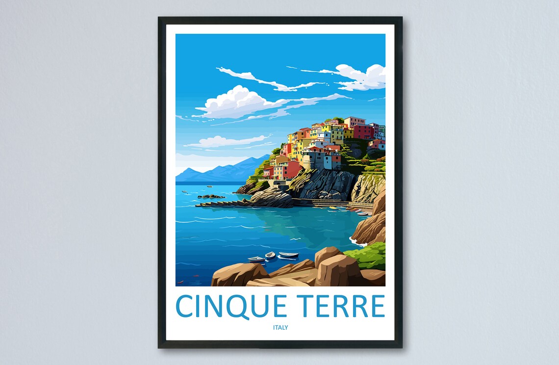 Cinque Terre Italy Colorful Cliffside Village Coast Travel Poster