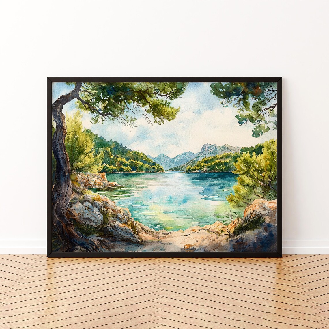 Mljet Croatia Forest Lake Watercolor Island Landscape Serene Travel Poster