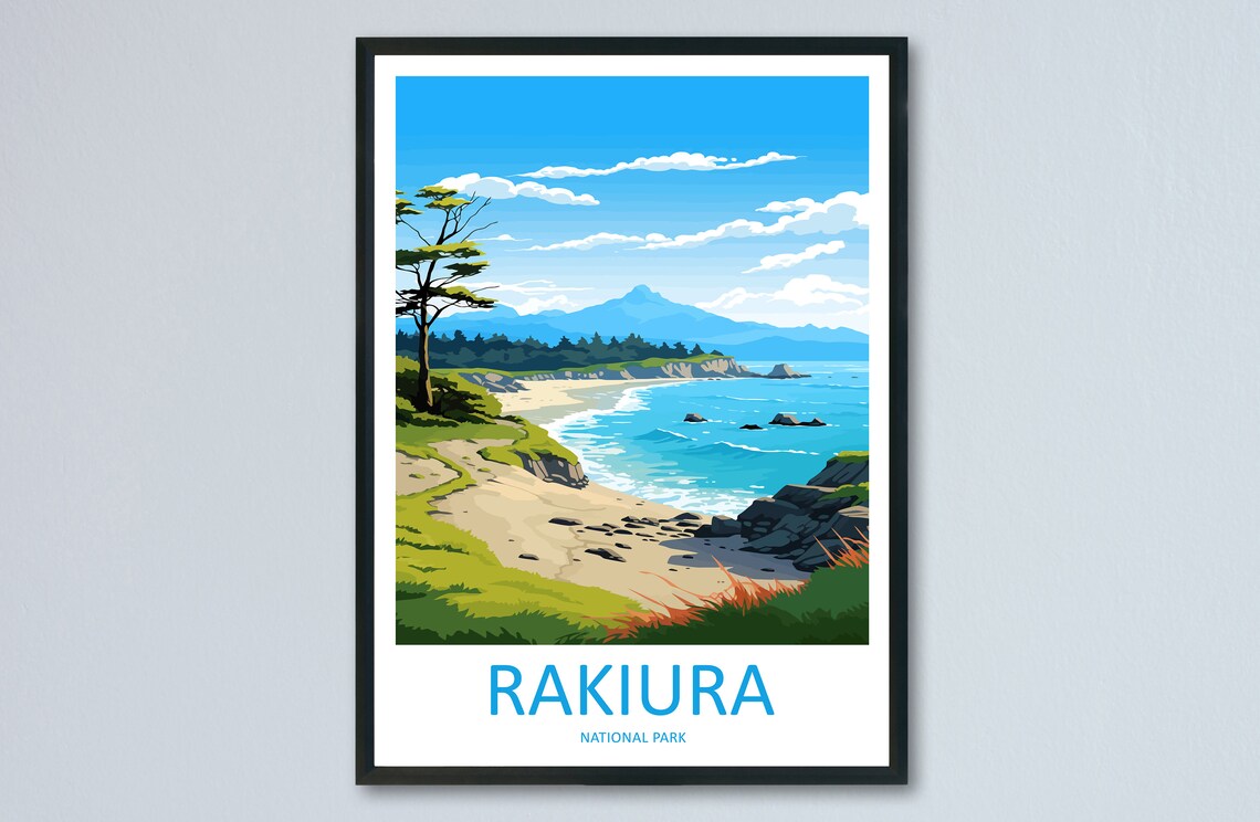 Rakiura National Park New Zealand Beach Mountain View Poster