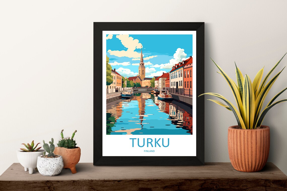 Turku Travel Print Wall Art Turku Wall Hanging Home Decor Turku Gift Art Lovers Wall Art Print Art Turku Wall Print Finland Travel Poster - Image 3
