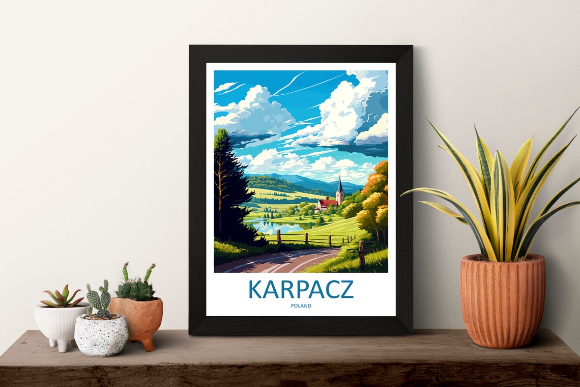 Karpacz Poland Mountain Valley Church Lake Summer Landscape Poster - Image 3