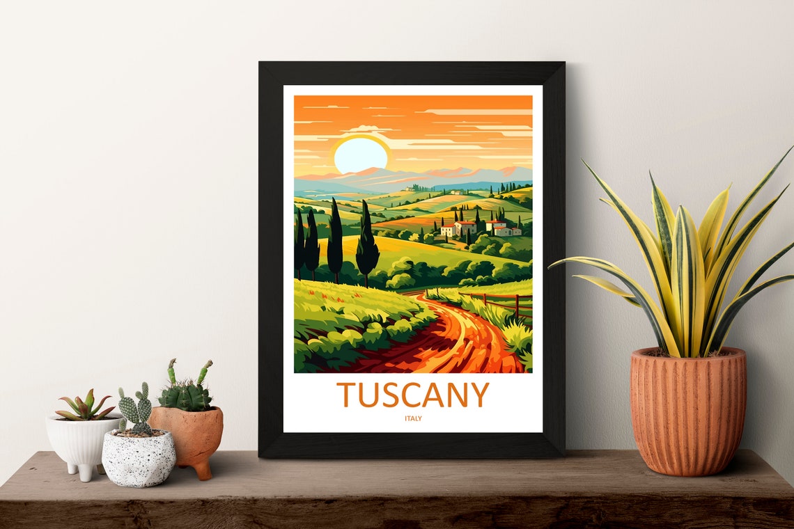 Tuscany Italy Rolling Hills Cypress Trees Sunset Countryside Poster - Image 3