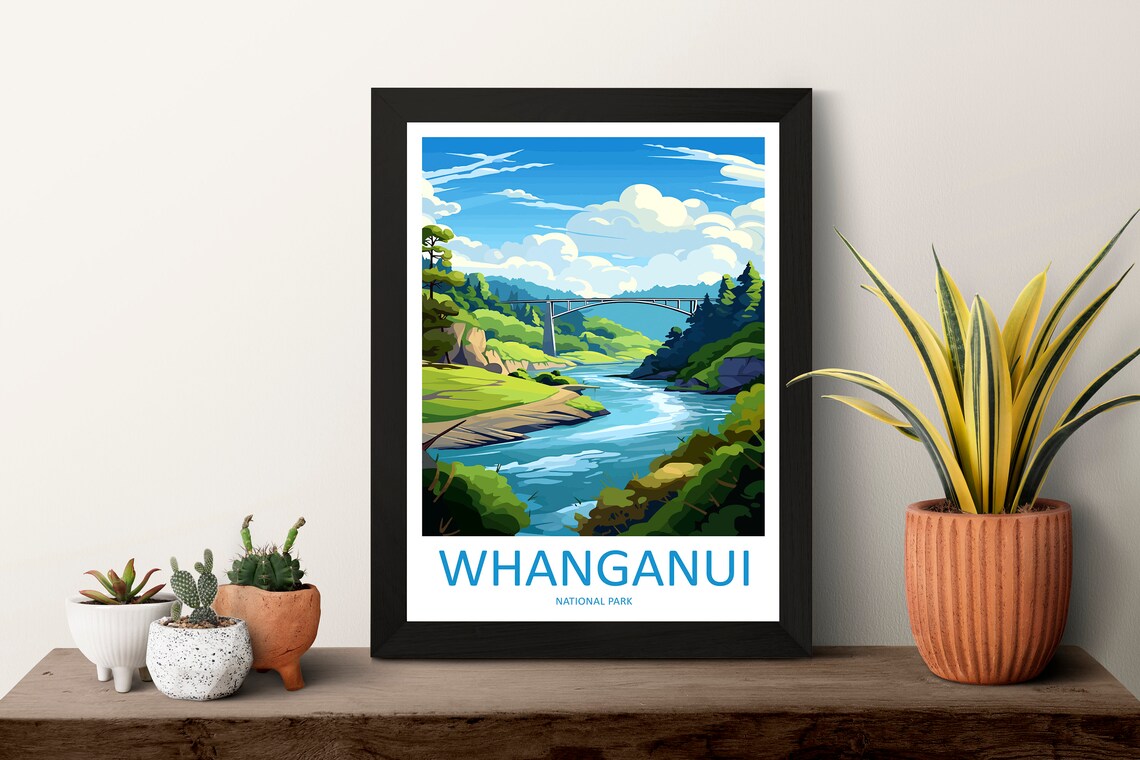 Whanganui National Park Historic Bridge Over Forest River Poster - Image 3