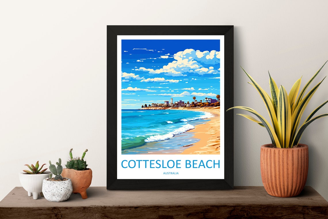 Cottesloe Beach Turquoise Surf Waves Australia Travel Poster - Image 3