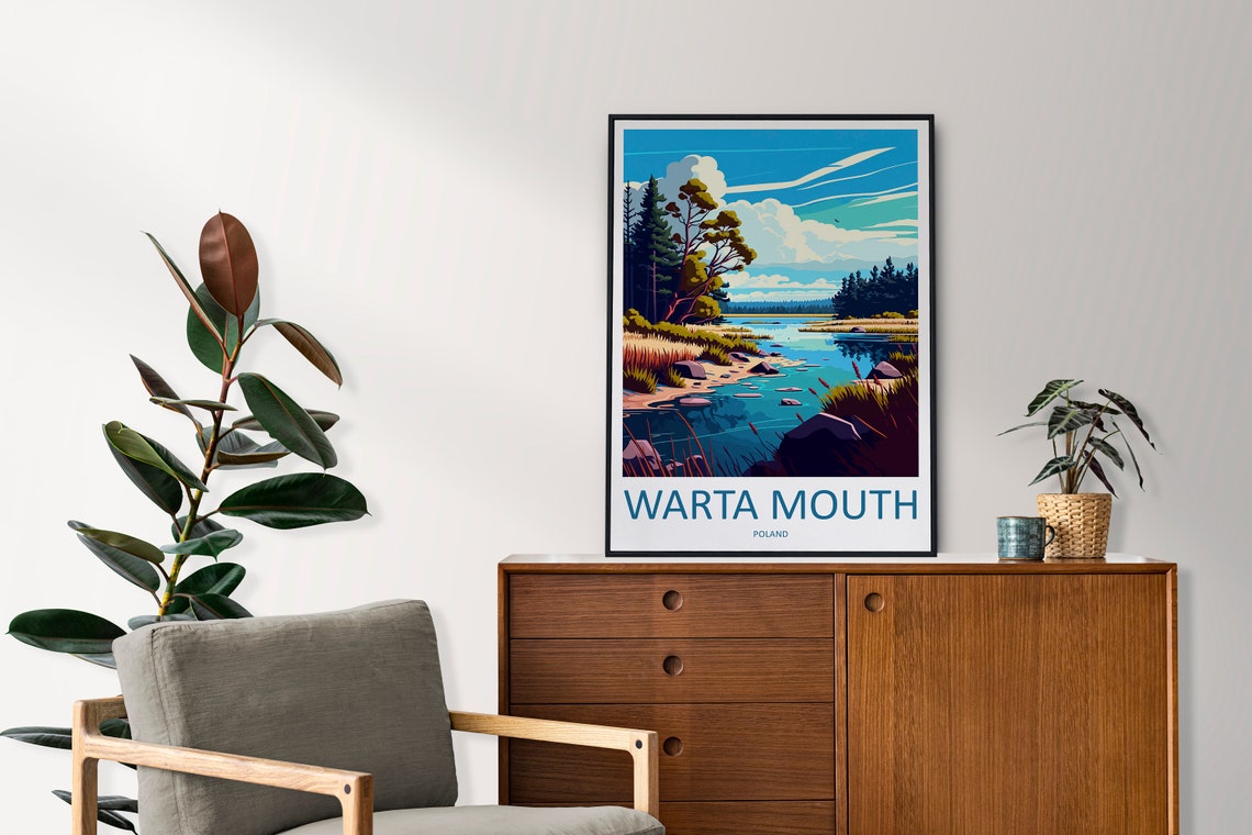 Warta Mouth Poland River Marshlands Birds Retro Style Travel Poster - Image 2