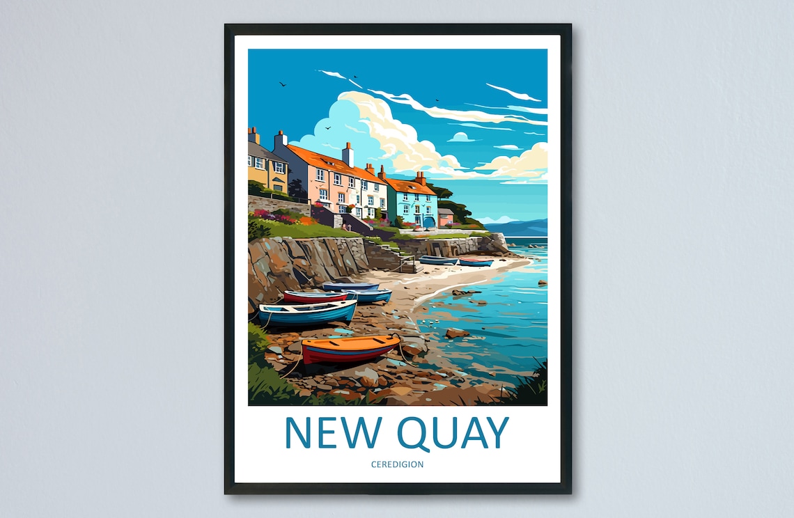 New Quay Travel Poster, Welsh Place Print