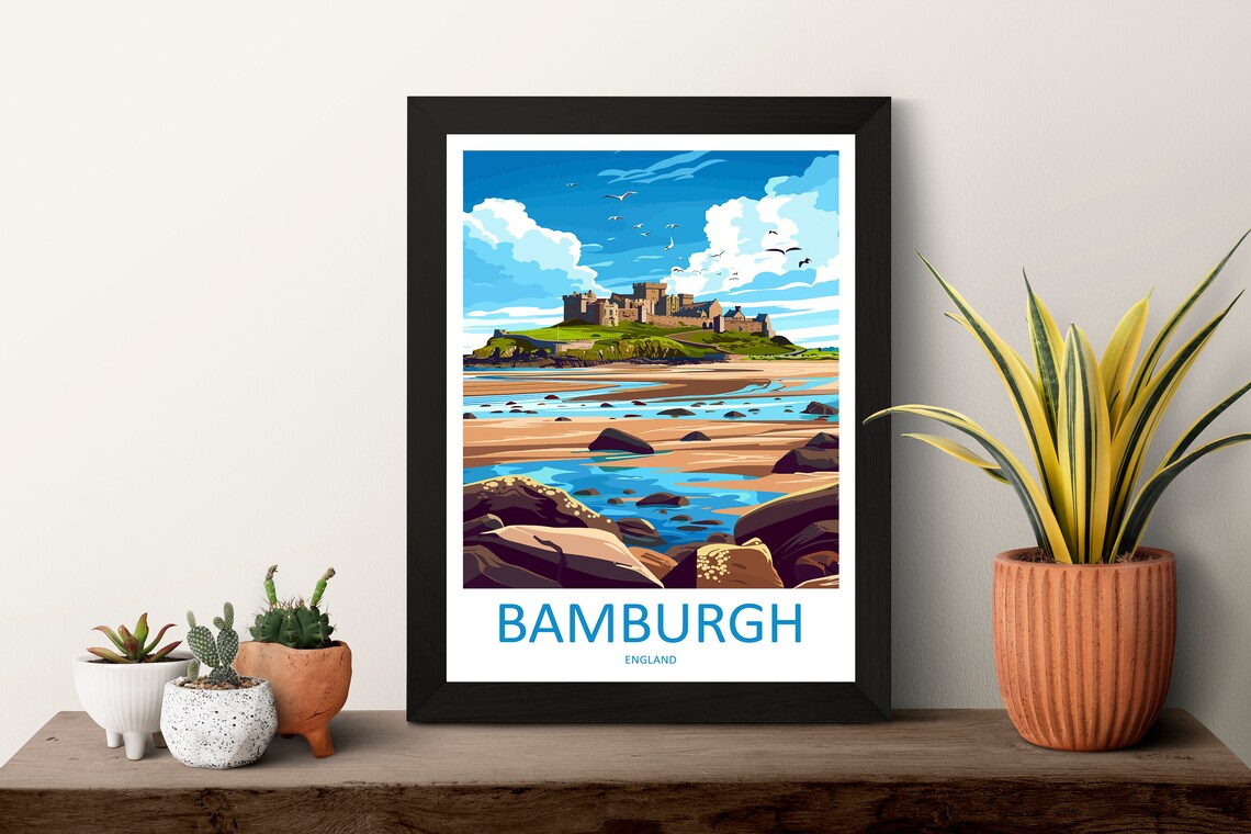 Bamburgh Castle England Coast Minimalist Travel Poster Seaside - Image 3