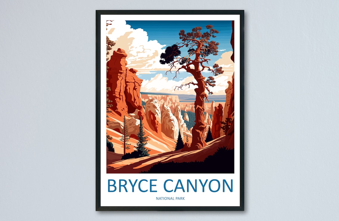 Bryce Canyon National Park Travel Poster, National Park Art