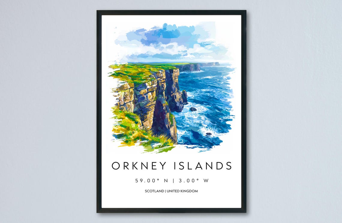 Orkney Islands Sea Cliffs Ocean Waves Scotland Coastal Art Poster