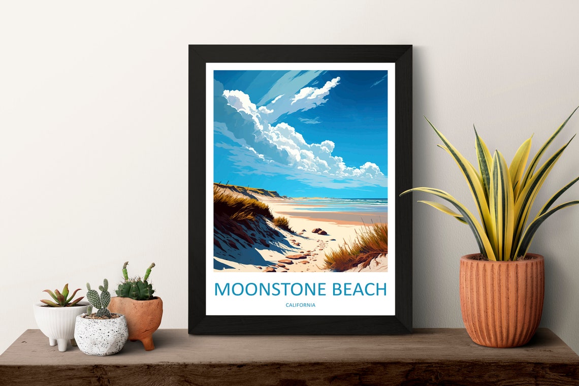 Moonstone Beach California Sandy Dunes Seaside Escape Travel Poster - Image 3