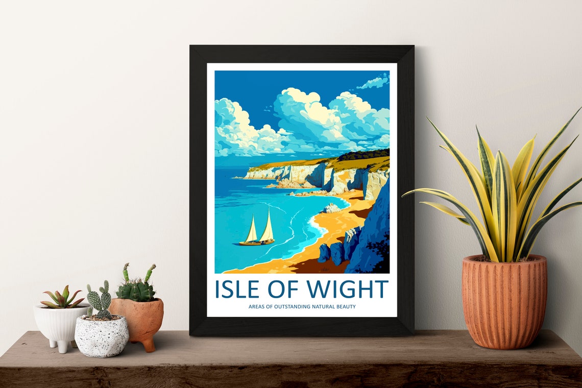 Isle Of Wight Travel Print Wall Art Isle Of Wight Wall Hanging Home Decor Isle Of Wight Gift Art Lovers Wall Art Anob Travel Art - Image 3