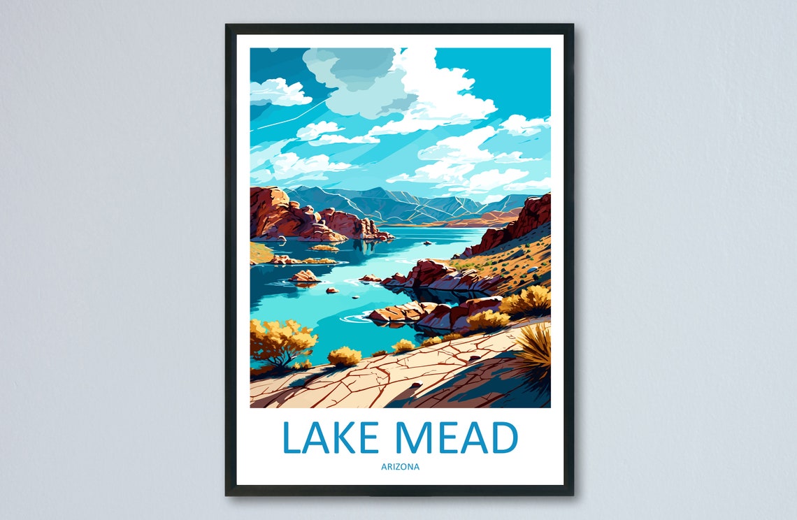 Lake Mead Travel Print Wall Art Lake Mead Wall Hanging Home Dcor Lake Mead Gift Art Lovers Arizona Art Lover Gift Arizona Travel Poster