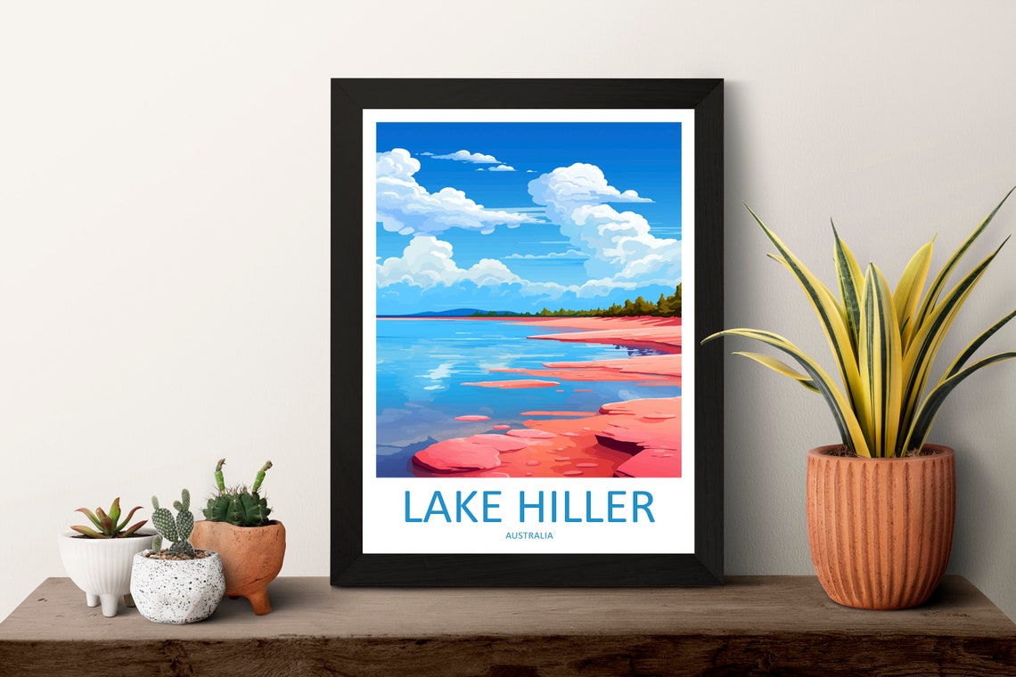 Lake Hiller Pink Salt Lake Australia Shoreline Travel Poster - Image 3