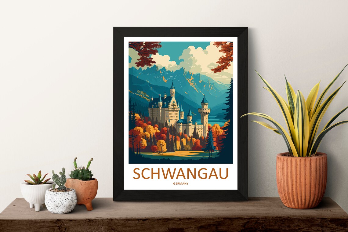 Schwangau Germany Neuschwanstein Castle Autumn Alps Travel Poster - Image 3