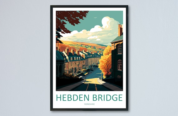Hebden Bridge Travel Poster, England Wall Decor