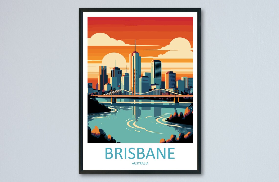 Brisbane Travel Poster, Australia City Wall Art