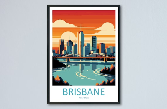 Brisbane Travel Poster, Australia City Wall Art