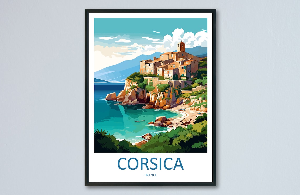 Corsica Travel Print, France Wall Art Poster