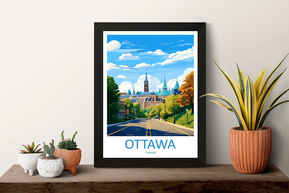 Ottawa Canada Parliament Buildings Street Autumn Day Travel Poster - Image 3