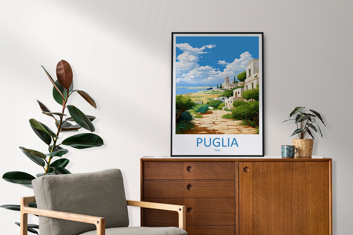 Puglia Italy Countryside Stone Lane Hill Village Travel Poster - Image 2