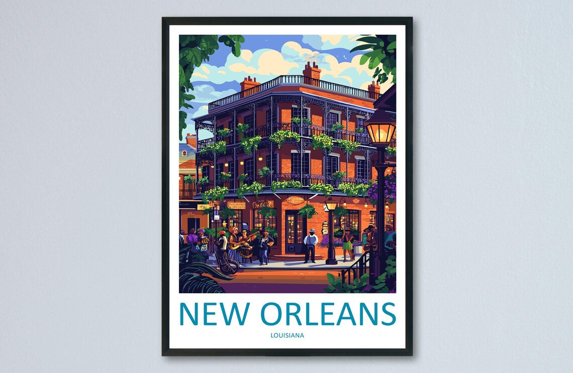 New Orleans French Quarter Travel Poster, Louisiana
