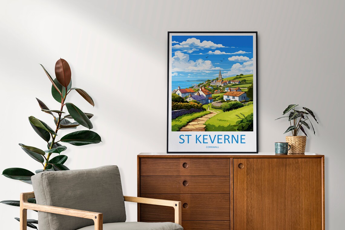 St Keverne Travel Poster, Cornwall Place Print - Image 2