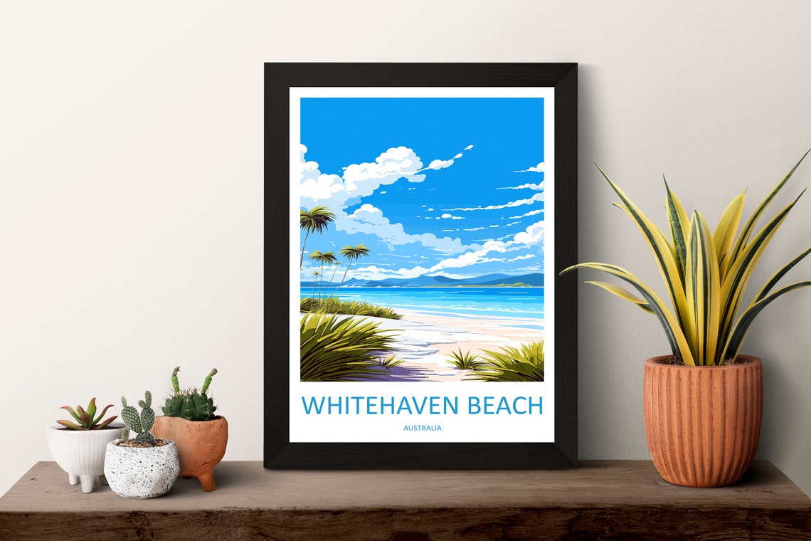 Whitehaven Beach Australia White Sand Turquoise Sea Travel Poster - Image 3