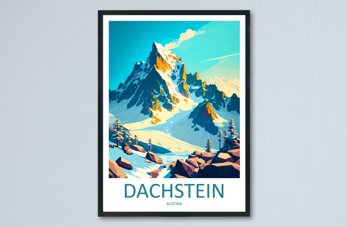 Dachstein Austria Snowy Alpine Peak Glacier Mountain Travel Poster